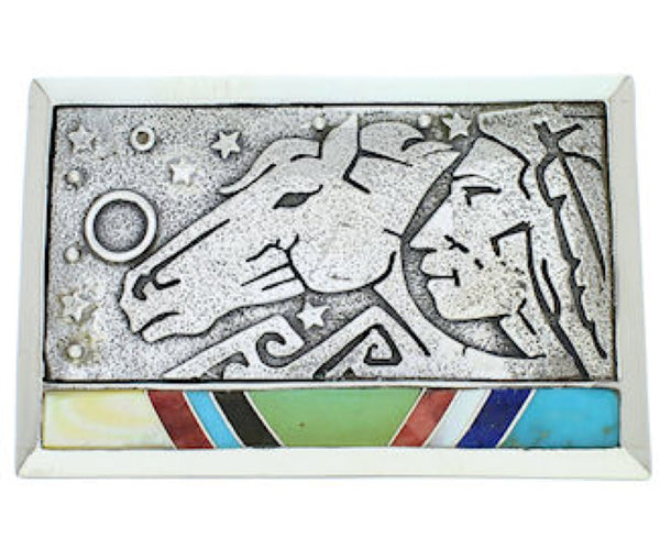 Multicolor Chief Head Horse Southwest Jewelry Belt Buckle AW75364
